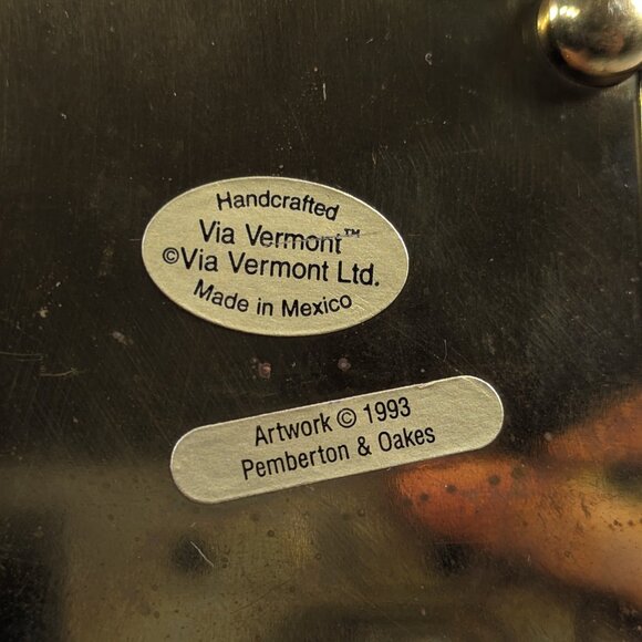 1990s Glass and brass trinket box handcrafted Via Vermont Mexico jewelry box - Picture 6 of 11